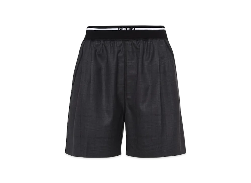 MIU MIU Women's Glen Plaid Bermuda Shorts "Slate Gray"