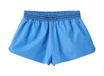 MIU MIU Women's Embroidered Poplin Shorts "Periwinkle Blue"