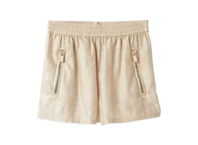 MIU MIU Women's Nylon Shorts with Logo "Desert Beige"