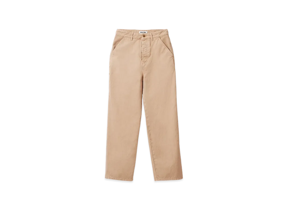 MIU MIU Garment-Dyed Gabardine Pants "Albino White"