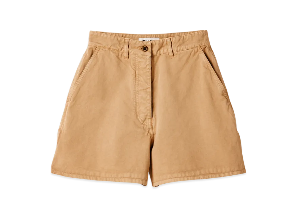 MIU MIU Garment-Dyed Gabardine Bermuda "Albino White"