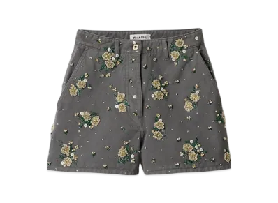 MIU MIU Garment-Dyed Gabardine Bermuda "Albino White"