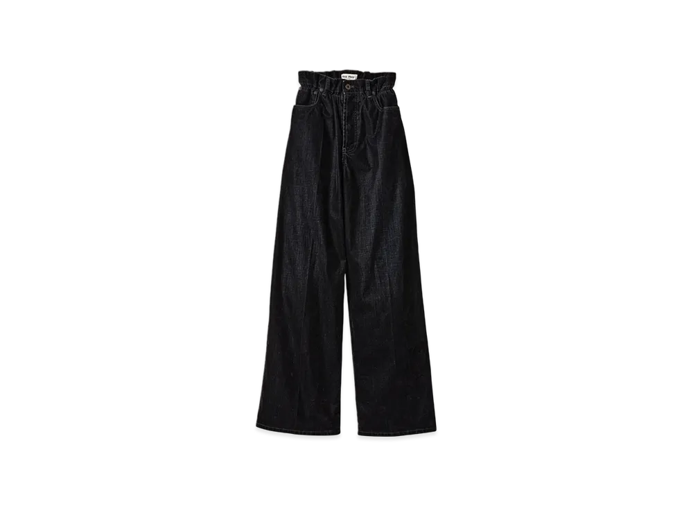 MIU MIU Women's Washed Flocked Chambray Pants "Black"