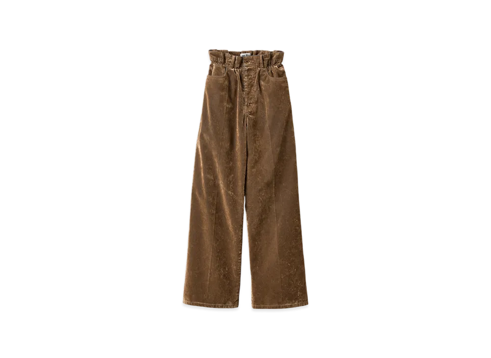 MIU MIU Women's Washed Flocked Chambray Pants "Tobacco"
