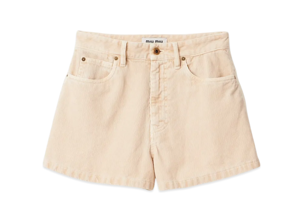 MIU MIU Garment-Dyed Corduroy Bermuda "Albino White"