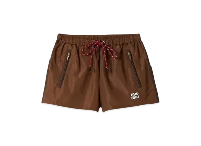 MIUMIU Women's Technical Fabric Shorts "Dark Brown"