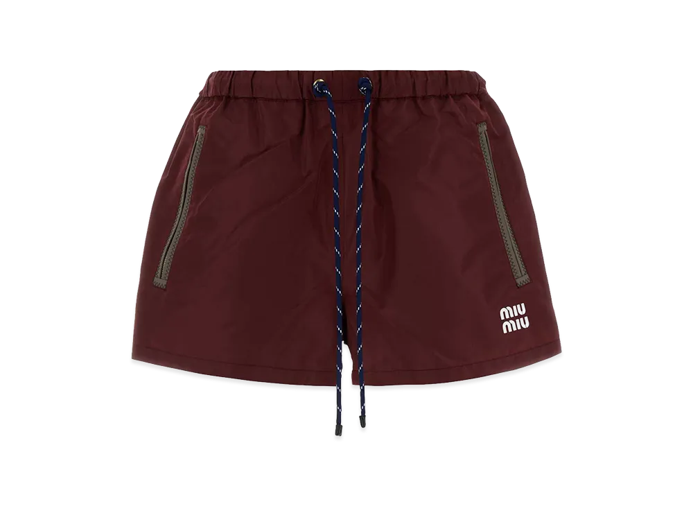 MIU MIU Women's Tech Fabric Shorts "Red/Burgundy"