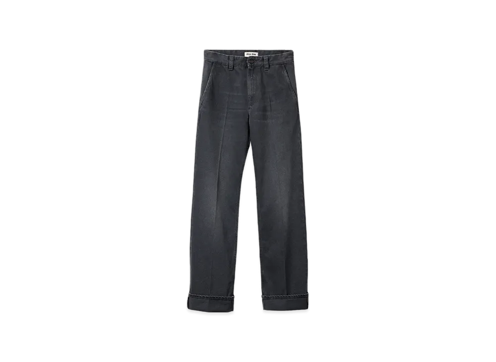 MIU MIU Women's Washed Drill Pants "Grey"