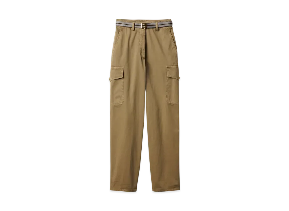 MIUMIU Women's Garment-Dyed Cotton Satin Pants "Olive"