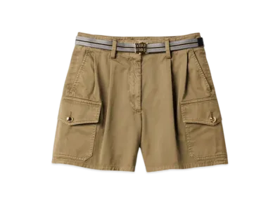 MIUMIU Women's Garment-Dyed Cotton Satin Shorts "Olive"