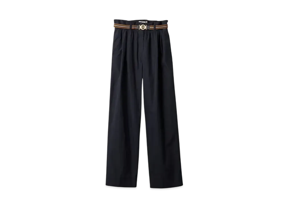 MIUMIU Women's Panama Cotton Pants with Belt "Navy"