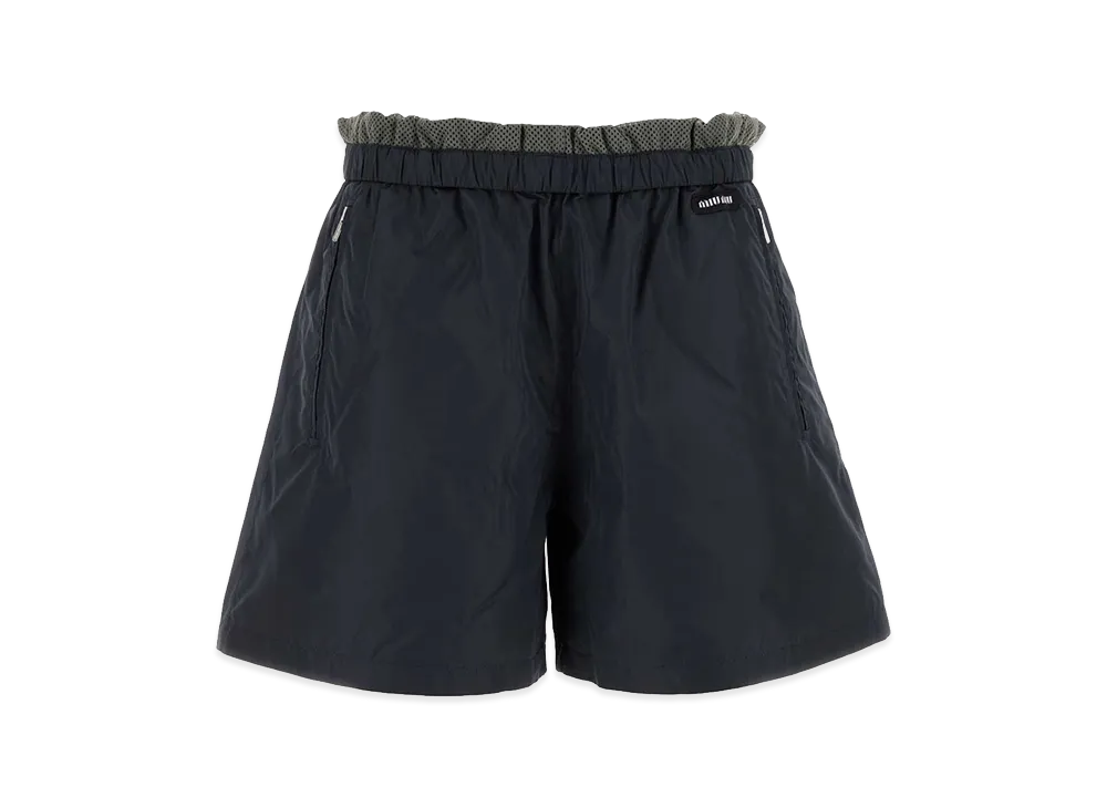 MIU MIU Women's Tech Silk Shorts "Navy Blue"