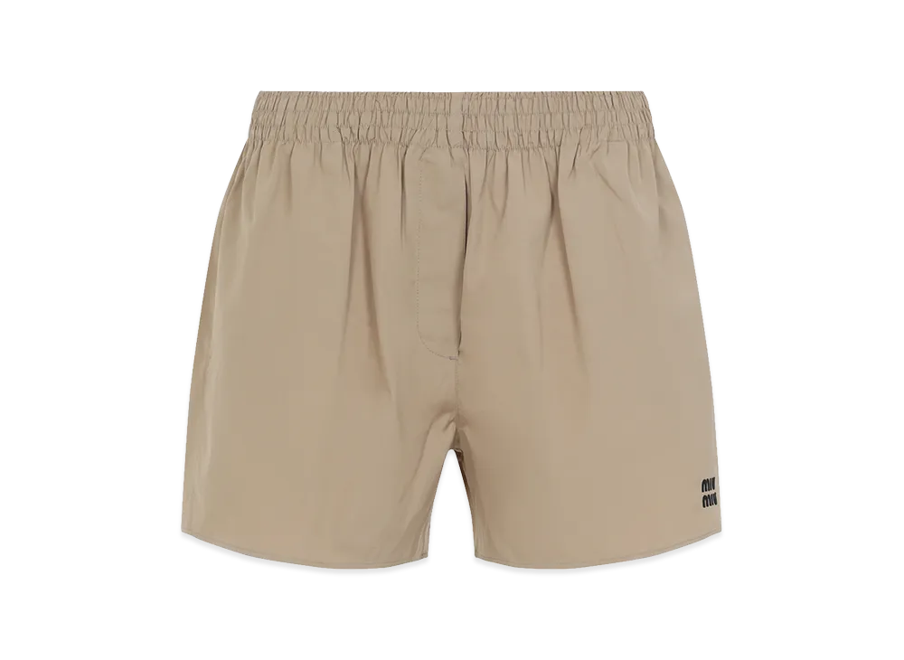 MIU MIU Women's Logo Embroidery Shorts "Beige"