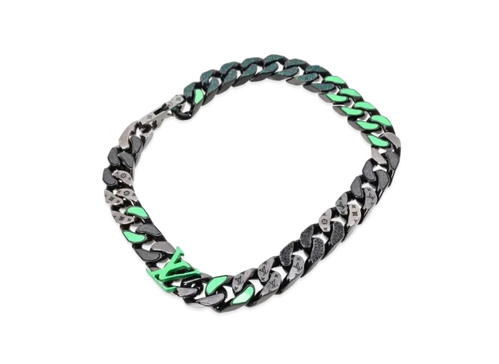 Louis Vuitton Chain Links Patches Necklace "Black/Green"