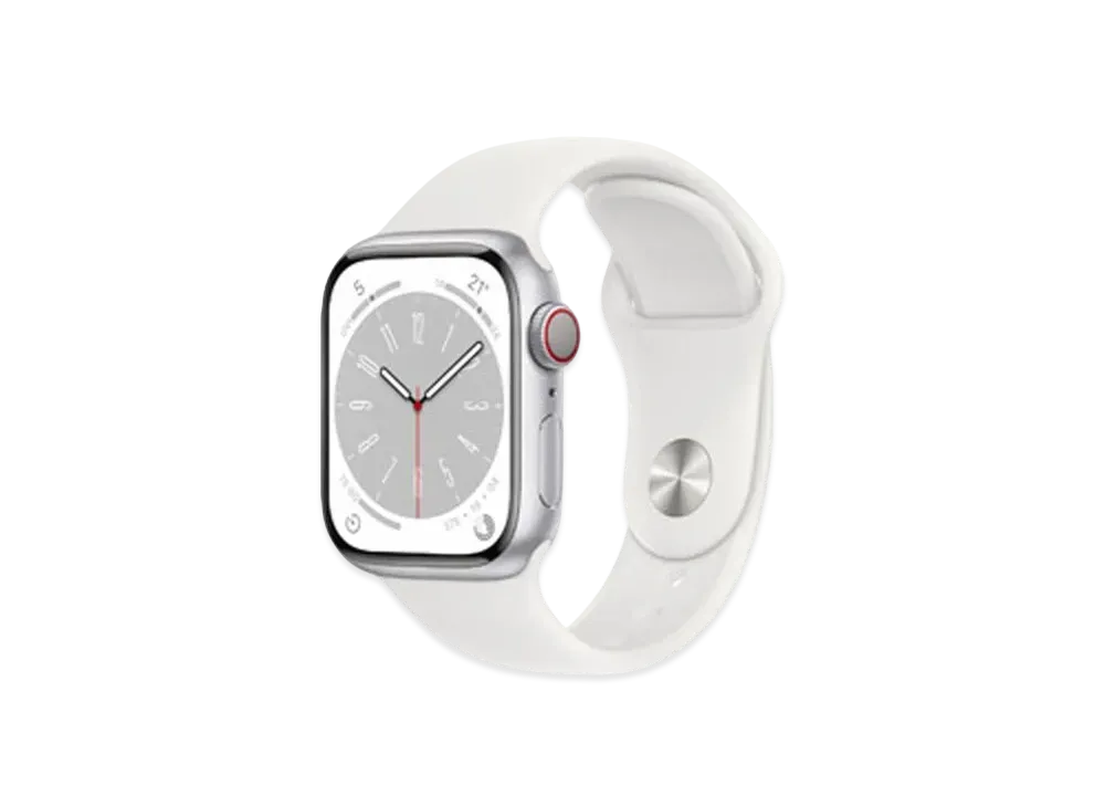 Apple Watch Series 8 (GPS + Cellular Model) 41mm Silver Aluminiumcase White Sportsband Regular "White"