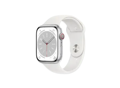 Apple Watch Series 8 (GPS + Cellular Model) 45mm Silver Aluminiumcase White Sportsband Regular "White"