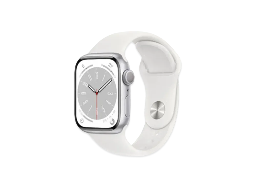 Apple Watch Series 8 (GPS Model) 41mm Silver Aluminiumcase White Sportsband Regular "White"