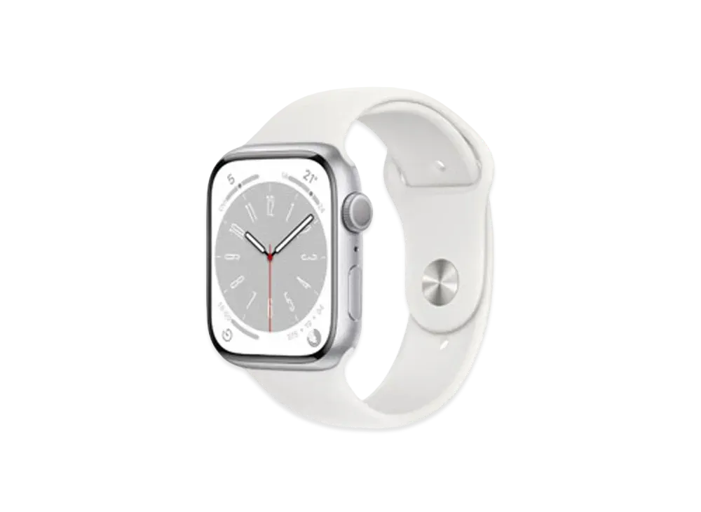 Apple Watch Series 8 (GPS Model) 45mm Silver Aluminiumcase White Sportsband Regular "White"