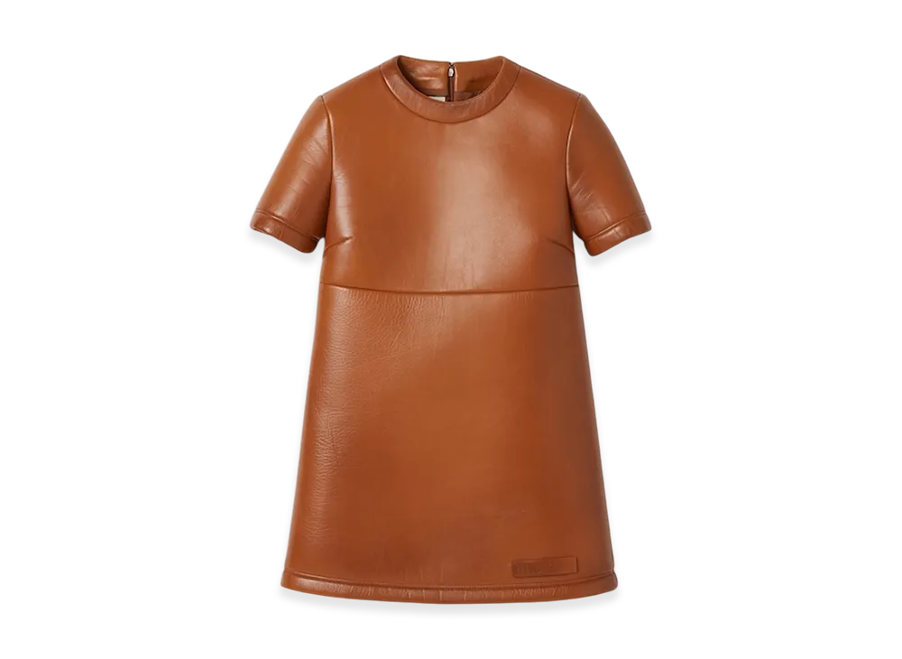 MIU MIU Women's Nappa Leather Dress "Cognac"