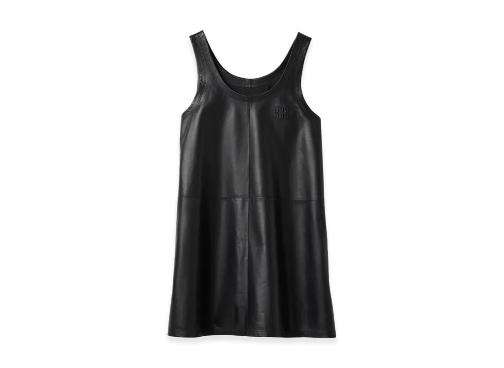 MIU MIU Women's Nappa Leather Mini Dress "Black"