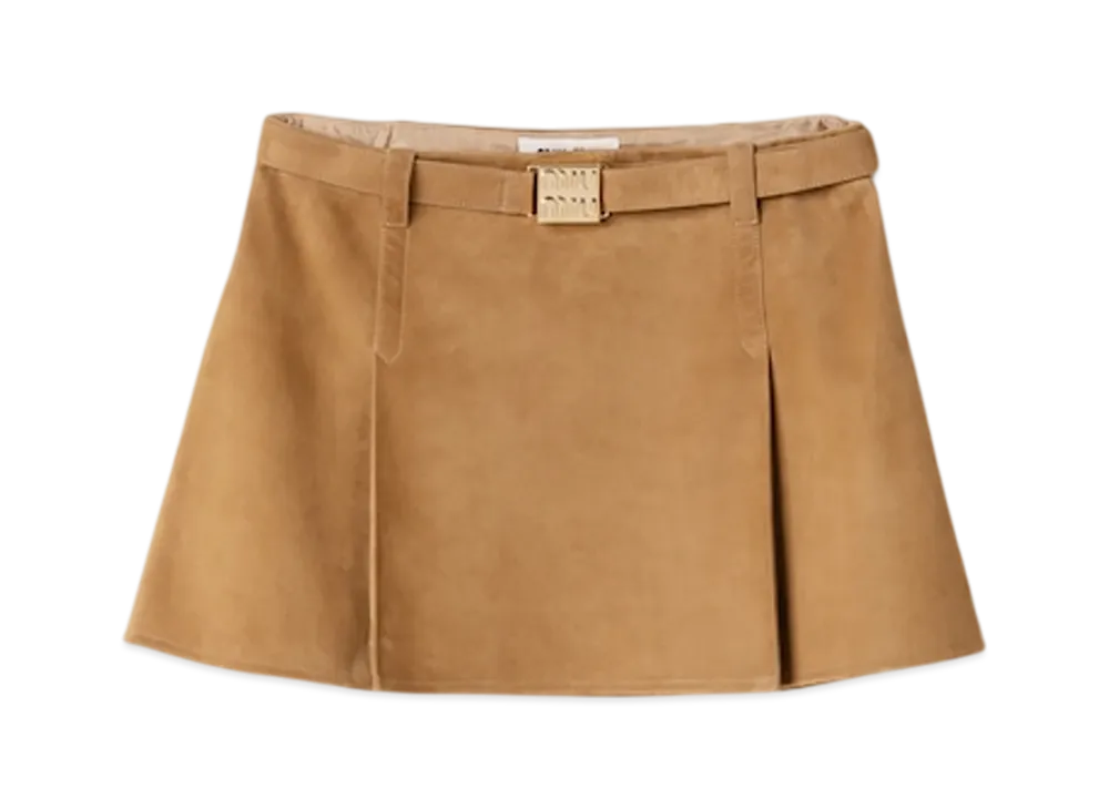 MIU MIU Women's Suede Skirt "Maple Brown"