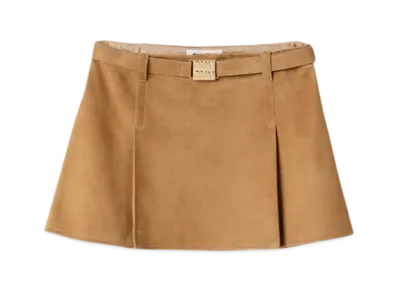 MIU MIU Women's Suede Skirt "Maple Brown"