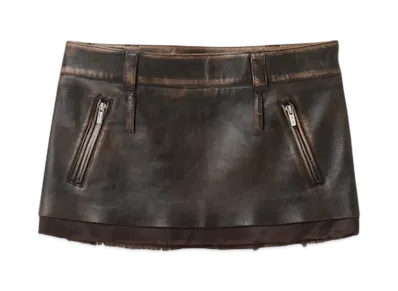 MIU MIU Women's Nappa Leather Skirt "Sand/Coffee"