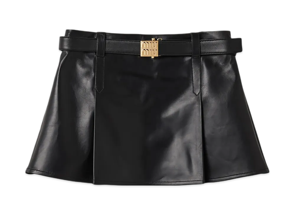 MIU MIU Nappa Leather Mini Skirt "Black"