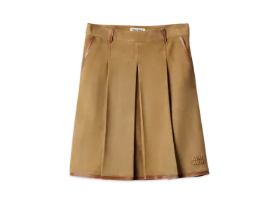 MIUMIU Women's Pleated Suede Skirt "Light Brown"