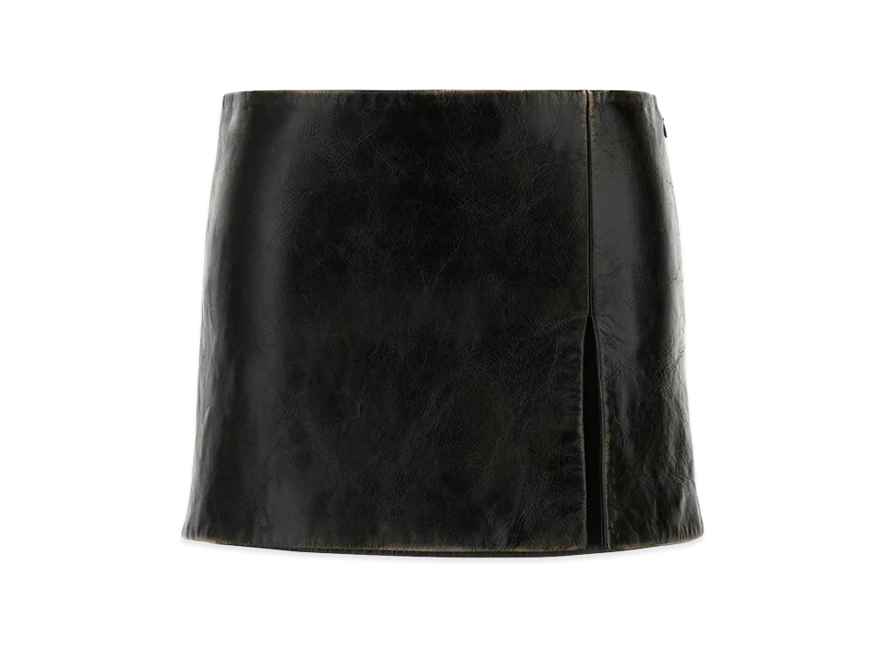 MIU MIU Women's Leather Mini Skirt "Black"