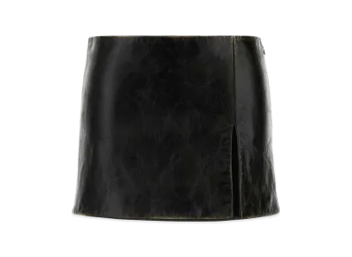 MIU MIU Women's Leather Mini Skirt "Black"