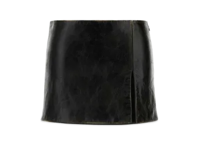 MIU MIU Women's Leather Mini Skirt "Black"