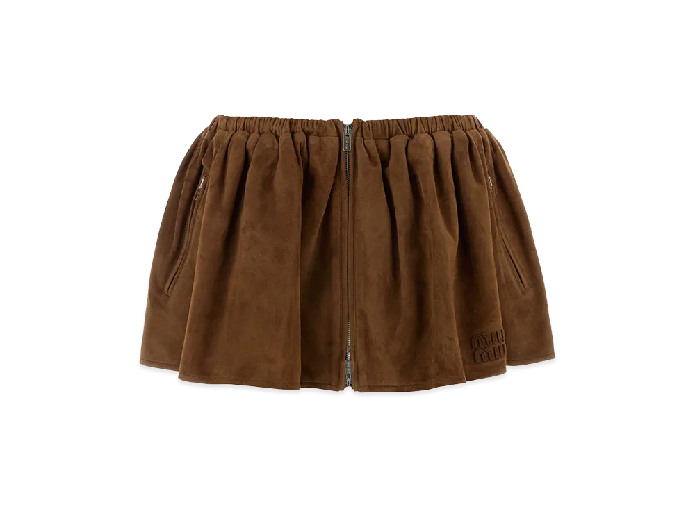 MIU MIU Women's Suede Mini Skirt "Camel"