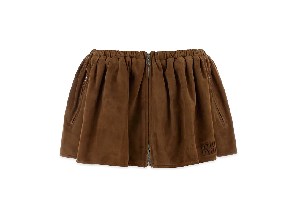 MIU MIU Women's Suede Mini Skirt "Camel"
