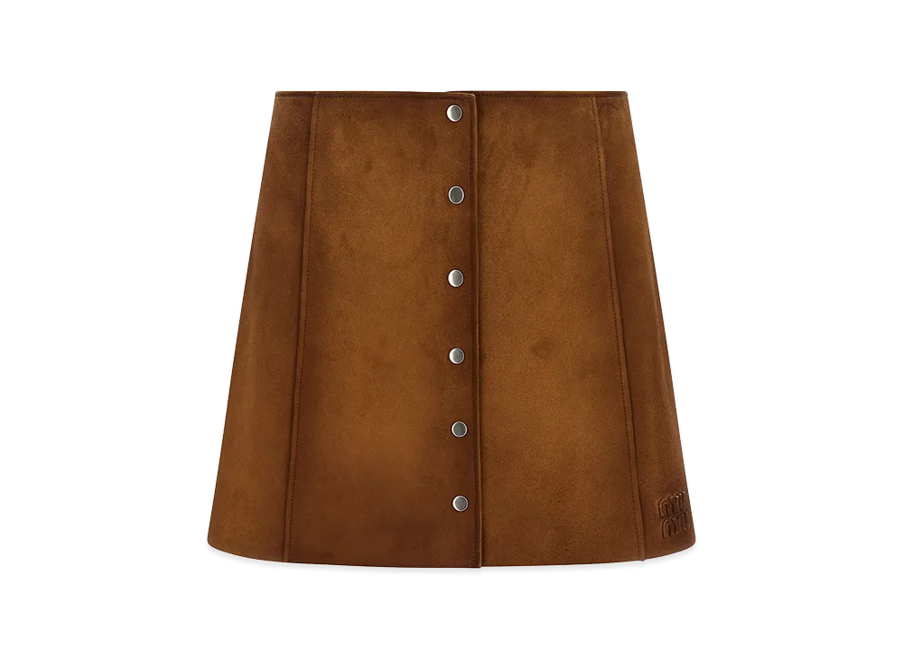 MIU MIU Women's Suede Skirt "Brown"