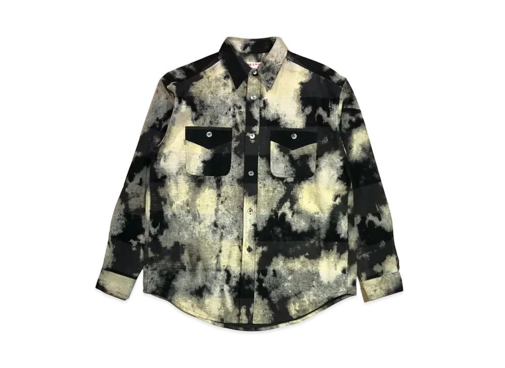 MASU Bleached Plaid Shirt "Black" MPFW-SH0224