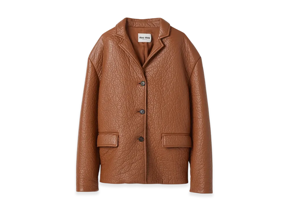 MIU MIU Women's Nappa Leather Jacket "Cognac"