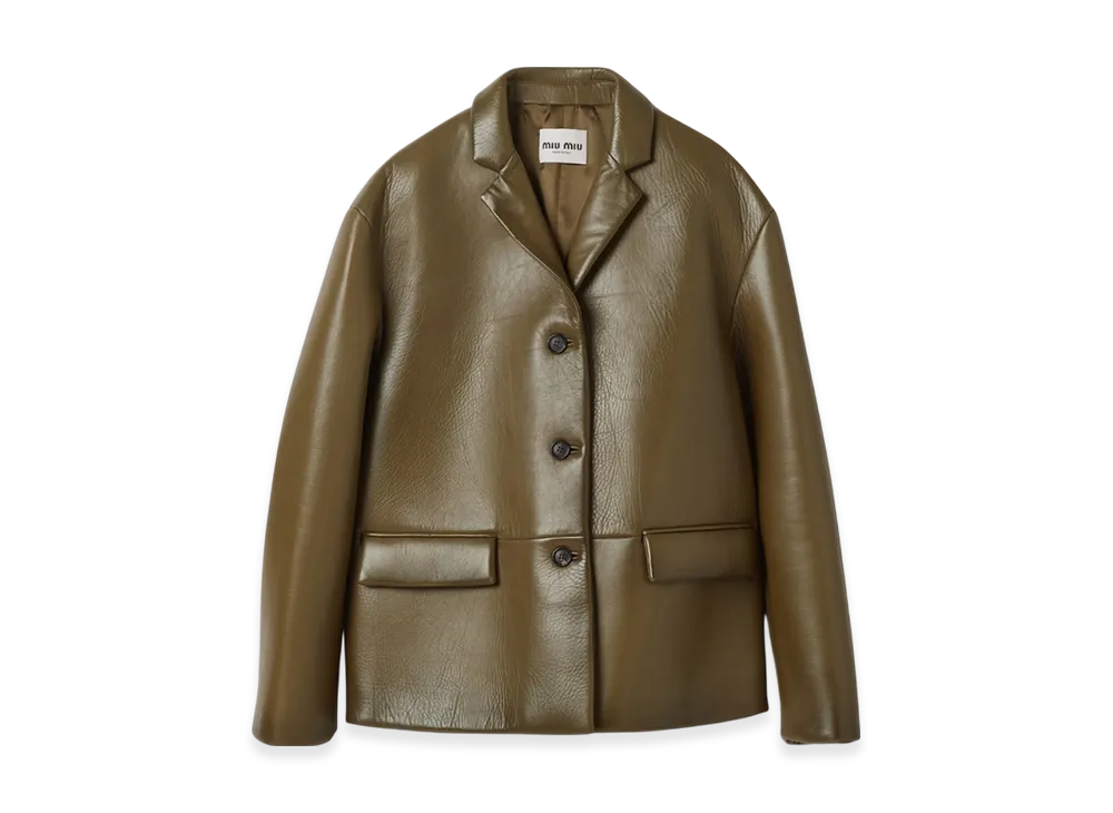 MIU MIU Women's Leather Jacket "Military Green"