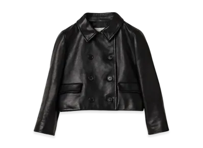 MIU MIU Women's Double-Breasted Leather Jacket "Black"