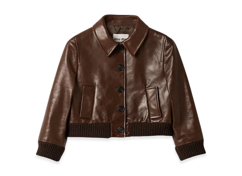 MIU MIU Women's Cropped Leather Jacket "Sienna"