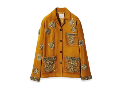 MIU MIU Women's Embroidered Suede Jacket "Whiskey"