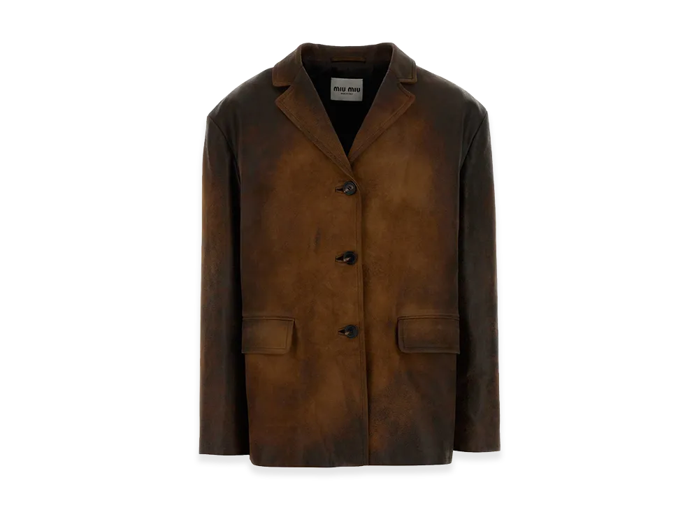 MIU MIU Women's Leather Blazer "Brown"