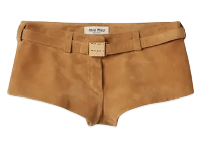 MIU MIU Women's Suede Shorts "Maple Brown"