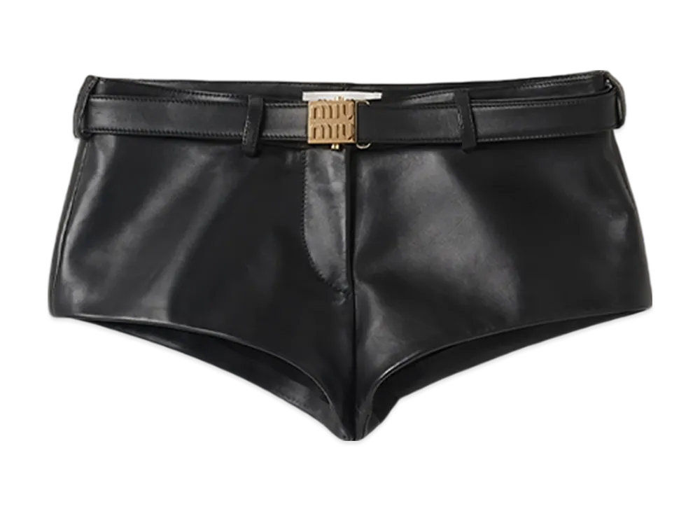 MIU MIU Women's Nappa Leather Shorts "Black"