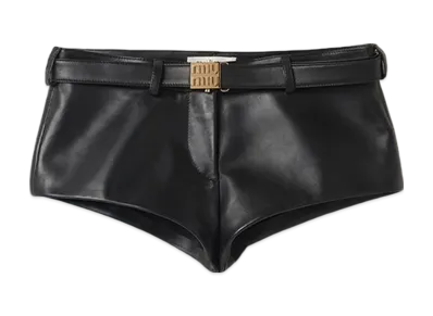 MIU MIU Women's Nappa Leather Shorts "Black"