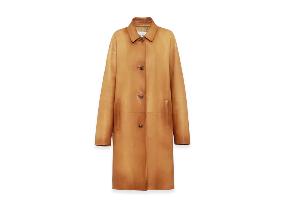 MIU MIU Women's Nappa Leather Coat "Honey"