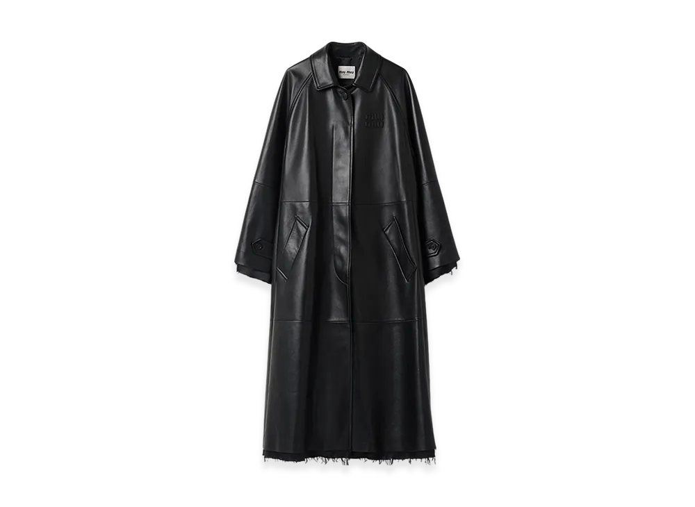 MIU MIU Women's Nappa Leather Coat "Black"
