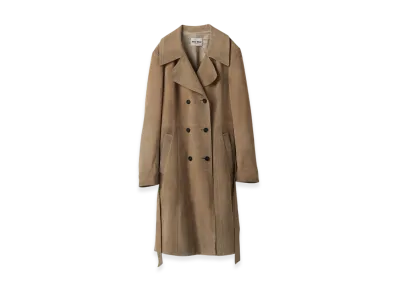 MIU MIU Double-Breasted Suede Coat "Ice"