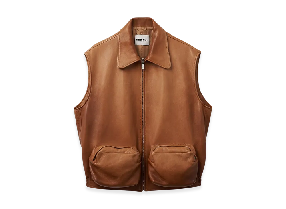 MIU MIU Women's Nappa Leather Vest "Caramel"