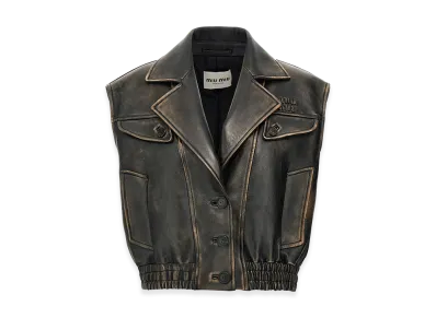 MIU MIU Women's Logo Nappa Vest "Dark Brown"